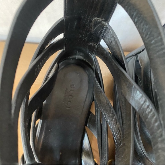 GUCCI WOMEN'S SANDALS GLADIATOR LEATHER ZIP-UPS (GGW2602) Lifford Nero 38.5 - Picture 3 of 13